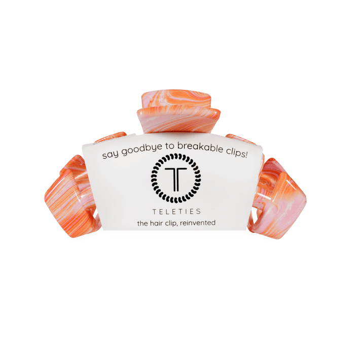 TELETIES Just Keep Swimming Medium Claw Clip Pink Orange