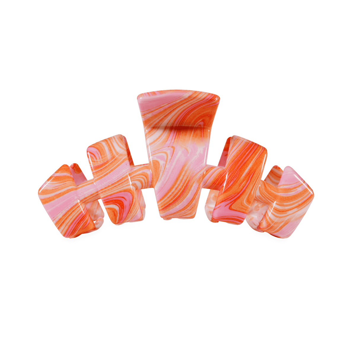 TELETIES Just Keep Swimming Medium Claw Clip Pink Orange