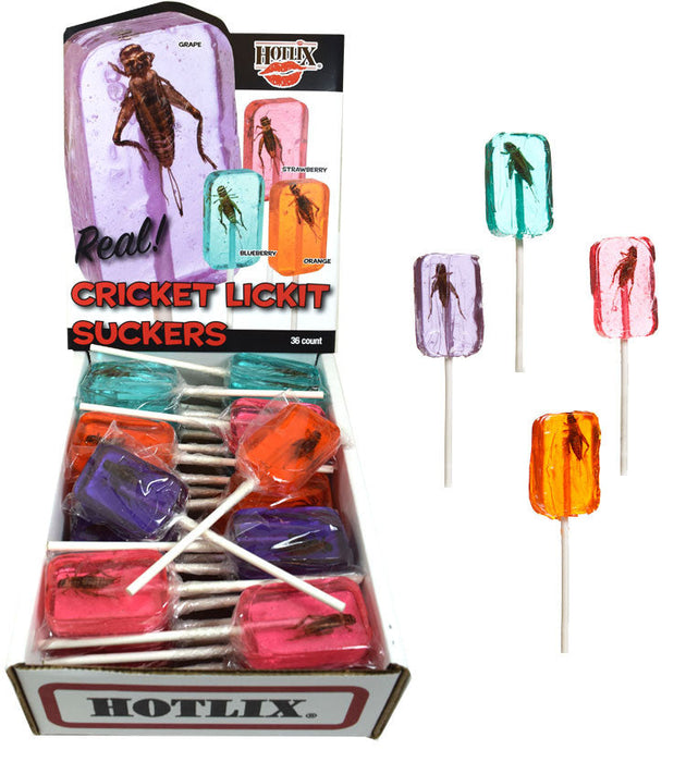Hotlix Cricket Lick-It Lollipops 36ct Assorted Flavors