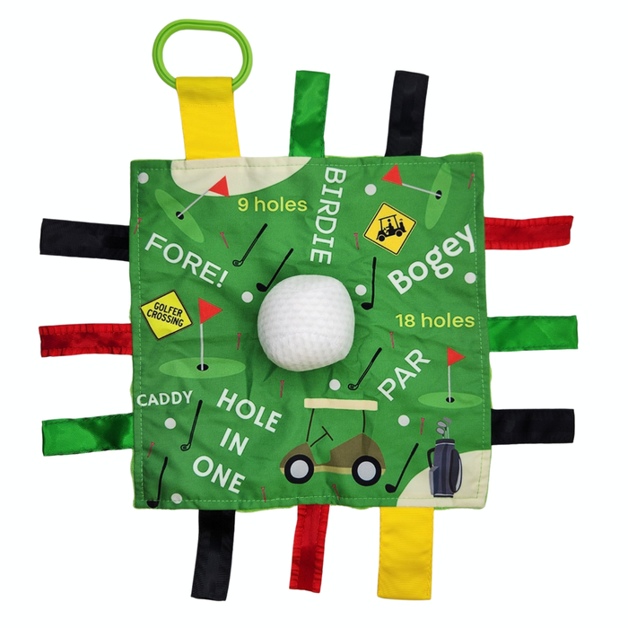 Golf Crinkle Square Bag Tag Stroller Toy 10" x 10"