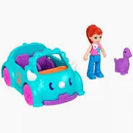 Pollyville Micro Doll with Car & Pet Playset