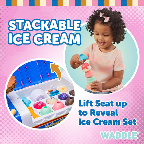 WADDLE Ice Cream Toy Truck for Kids - Ride On Toddlers Toys