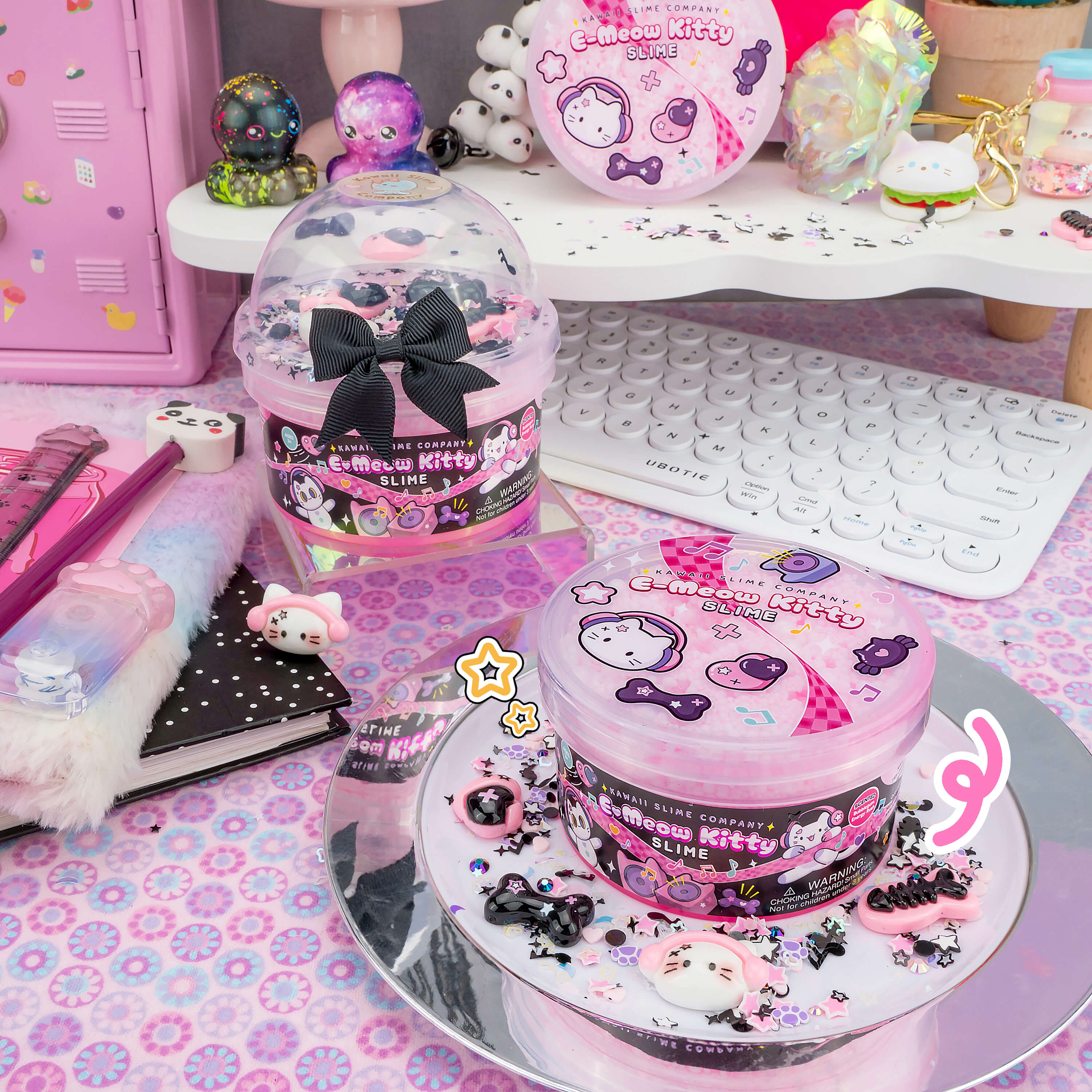 Kawaii Slime Company E-Meow Kitty Signature Dome Slime Pink Floam