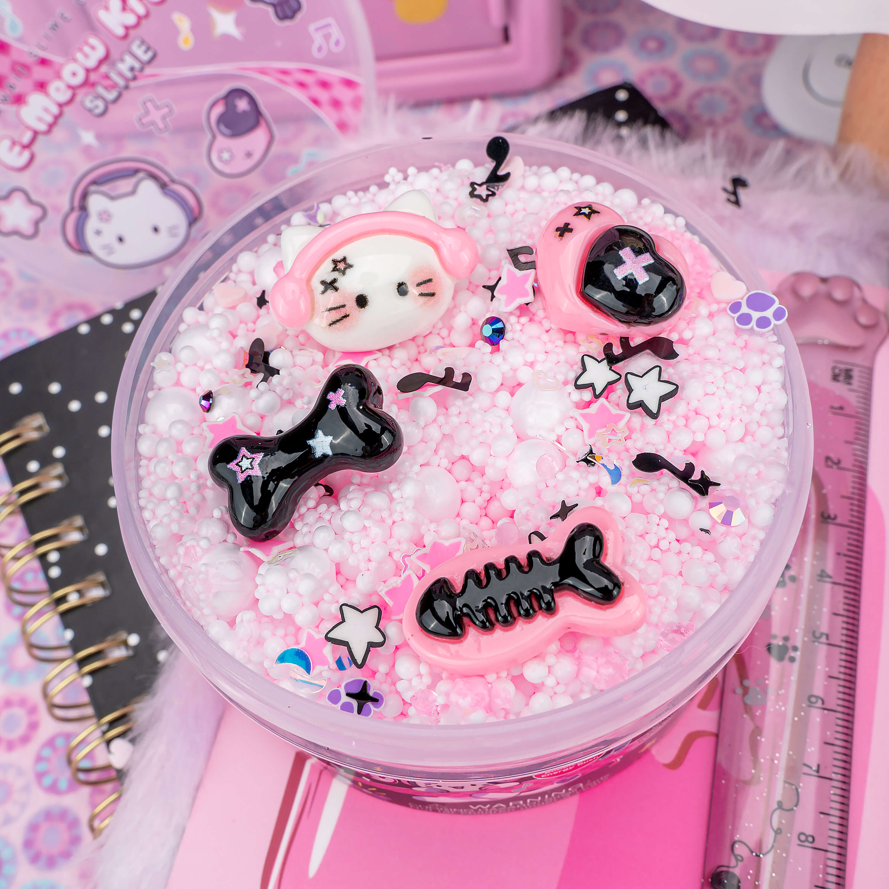 Kawaii Slime Company E-Meow Kitty Signature Dome Slime Pink Floam