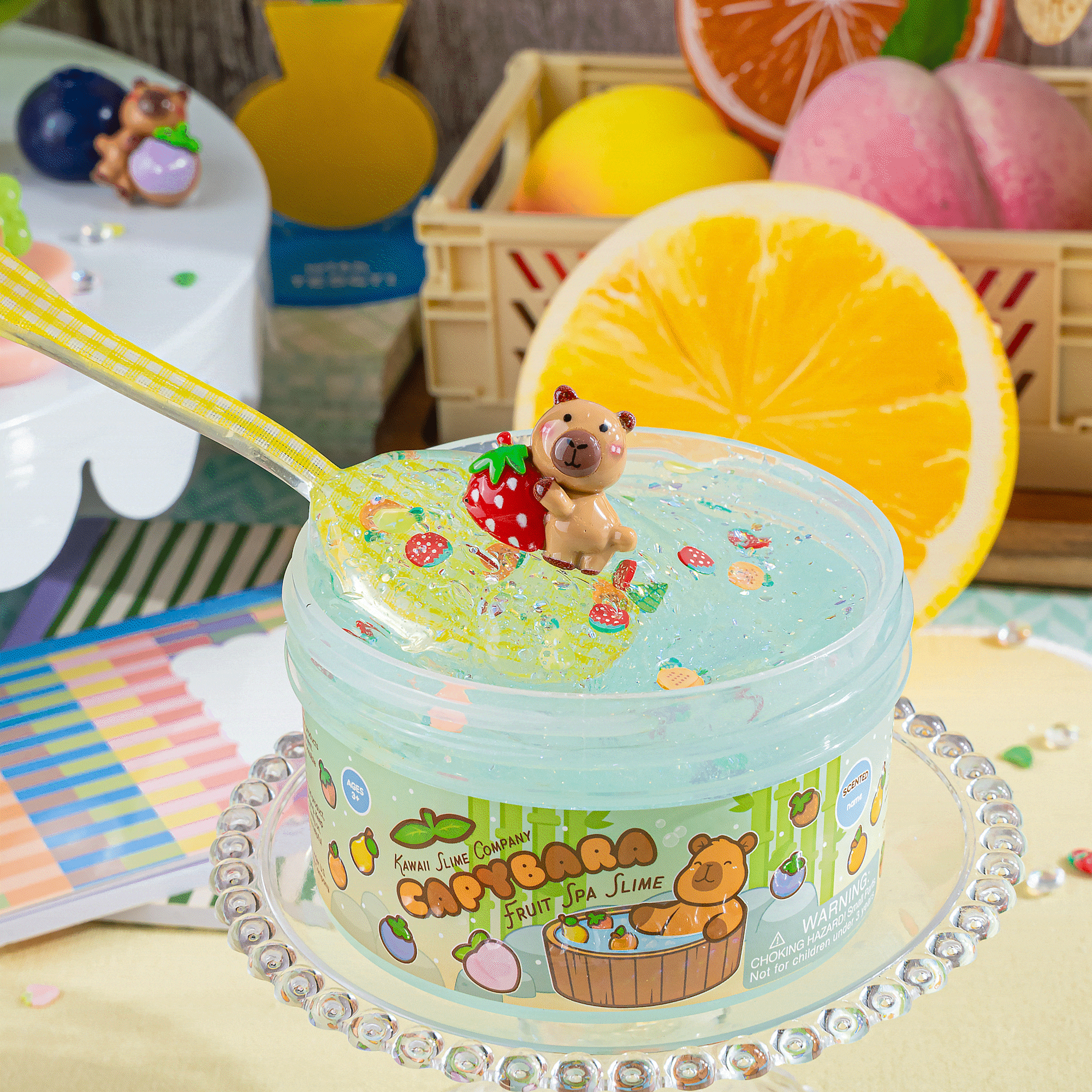 Kawaii Slime Company Capybara Fruit Spa Signature Dome Slime