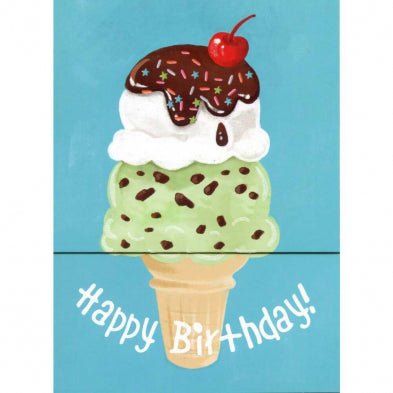 BIRTHDAY: Ice Cream Cone Glitter CARD