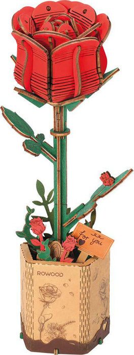 Robotime RoWood Red Rose 3D Wooden Flower Puzzle DIY Craft Kit for Adults