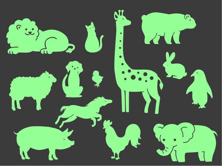 GLOPLAY Animal Everyday Glow-in-the-Dark Sticker Set