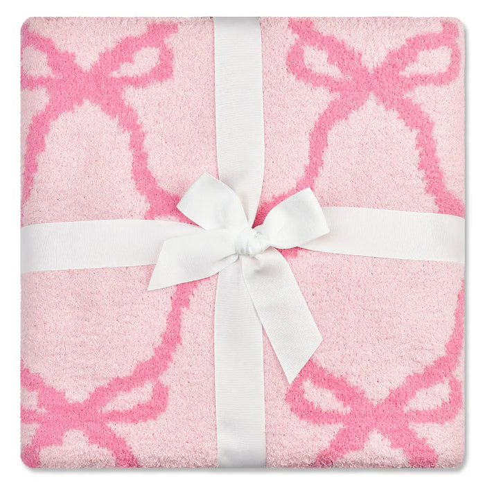 Iscream Kids Sweet Trellis Bow Cozy Knit Blanket