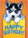Peaceable Kingdom Husky Foil Birthday Card