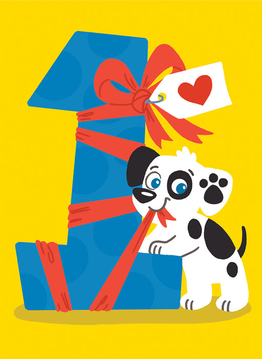 Age 1 Puppy Foil Birthday Card