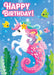 MindWare Glitter Seahorse Unicorn Birthday Card