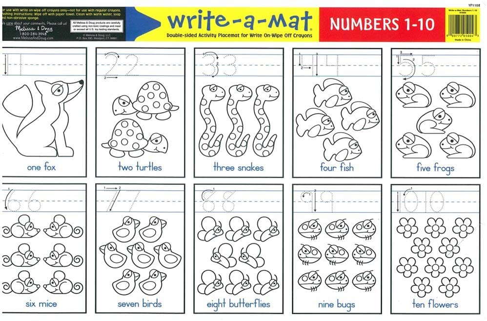 Numbers 1-10 Write-A-Mat Learning Placemat