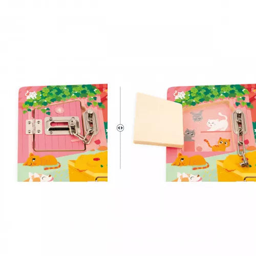Janod Farmyard Padlocks Busy Board: Educational Locks & Latches Activity Toy