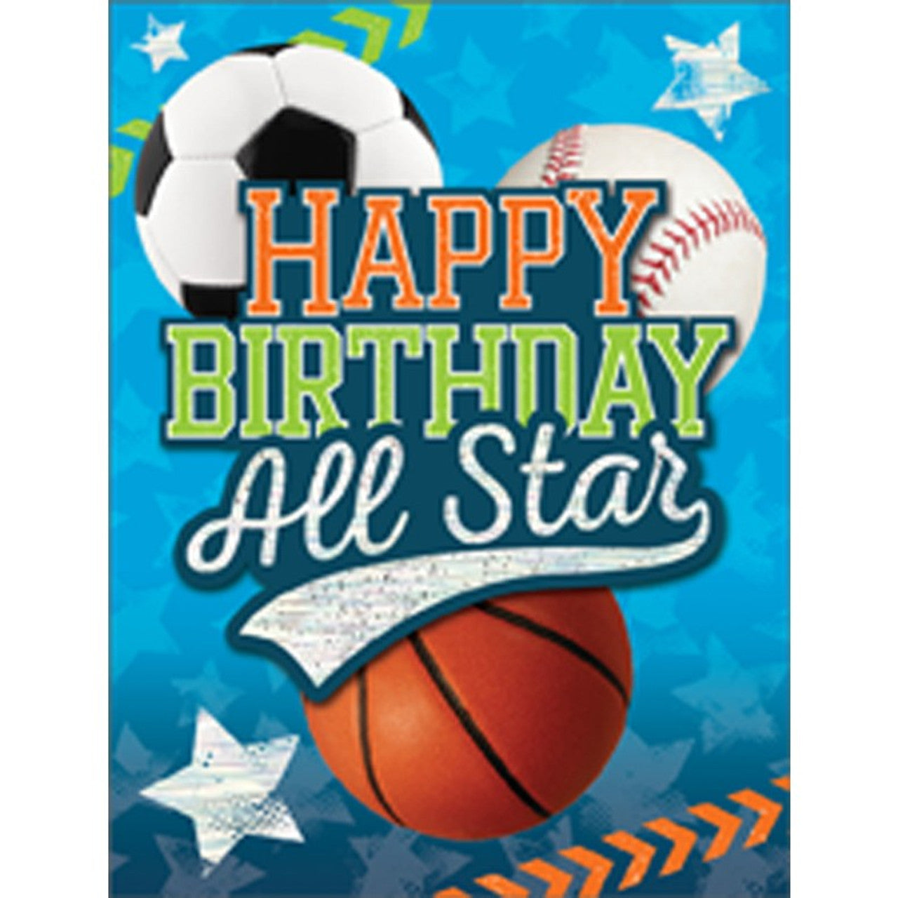 CARD SMALL FOIL: HAPPY BIRTHDAY ALL STAR SPORTS