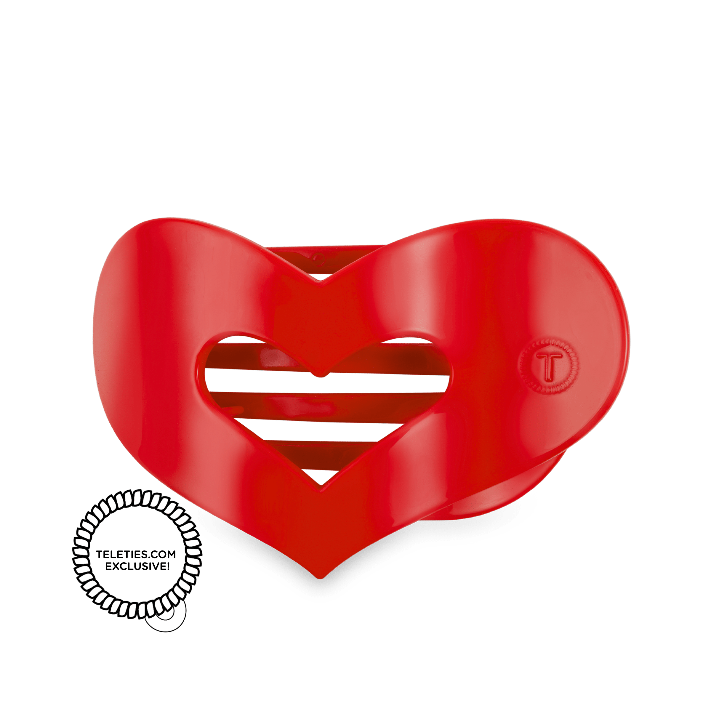 TELETIES Red Heart Medium Flat Hair Clip
