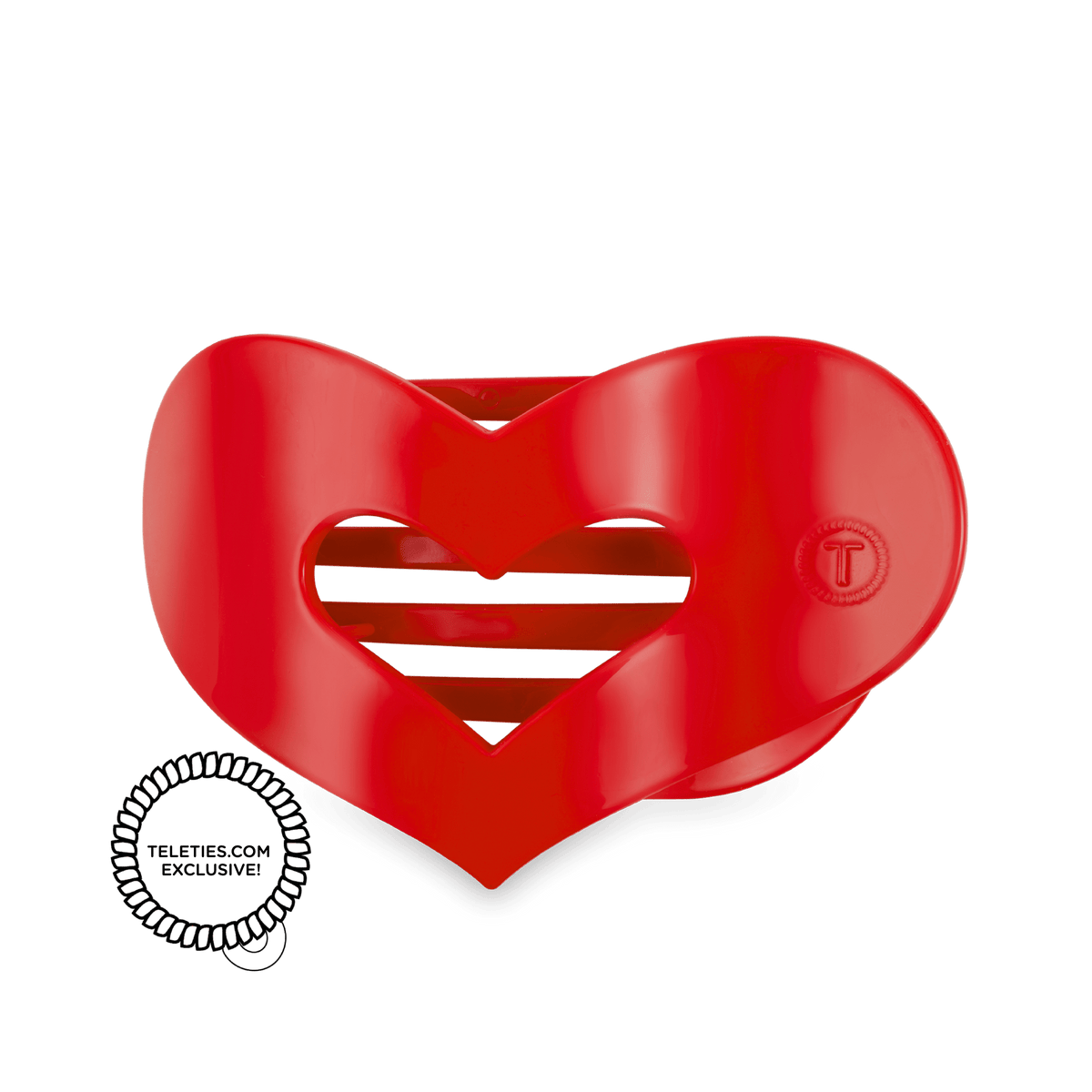 TELETIES Red Heart Medium Flat Hair Clip