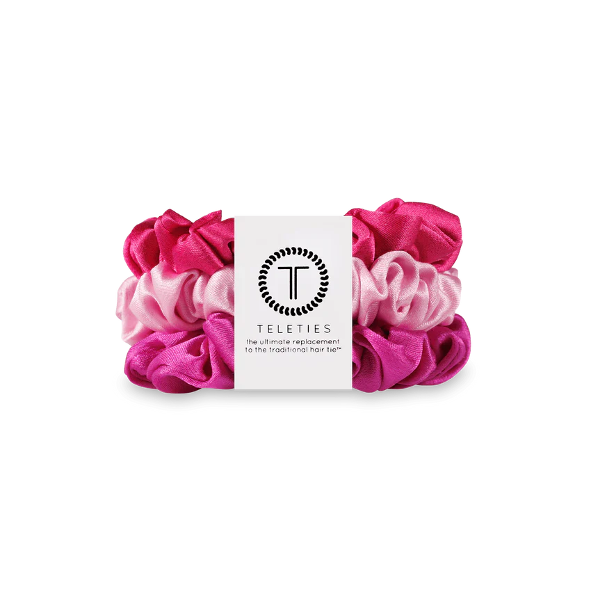 Teleties Small Silk Hair Scrunchie Rose All Day
