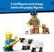 City: Red Farm Tractor with Trailer and Sheep