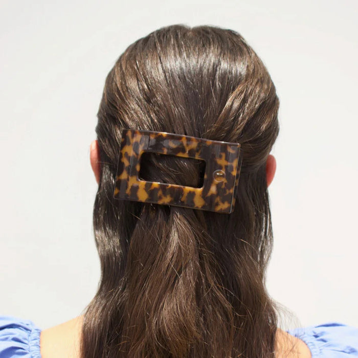 Teleties Tortoise Medium Flat Rectangle Hair Clip