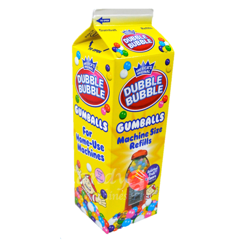 Dubble Bubble Assorted Fruit Flavor Gumballs Refill Carton